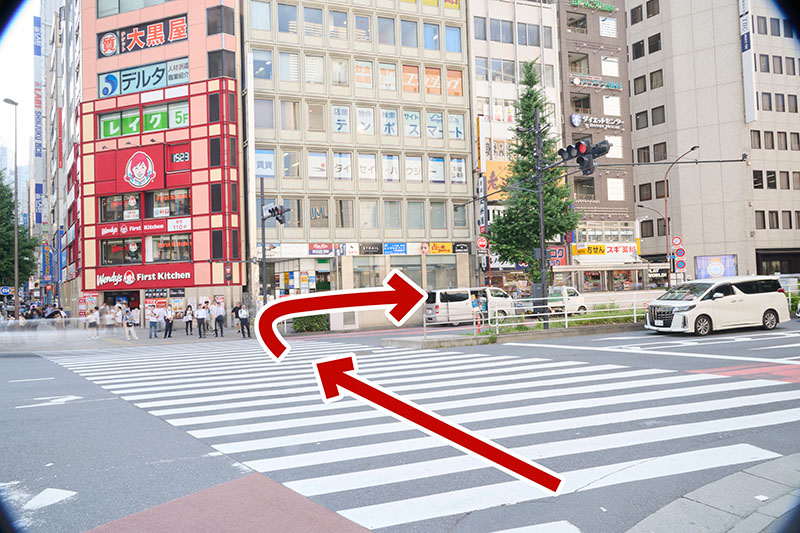 Crosswalk before turning right